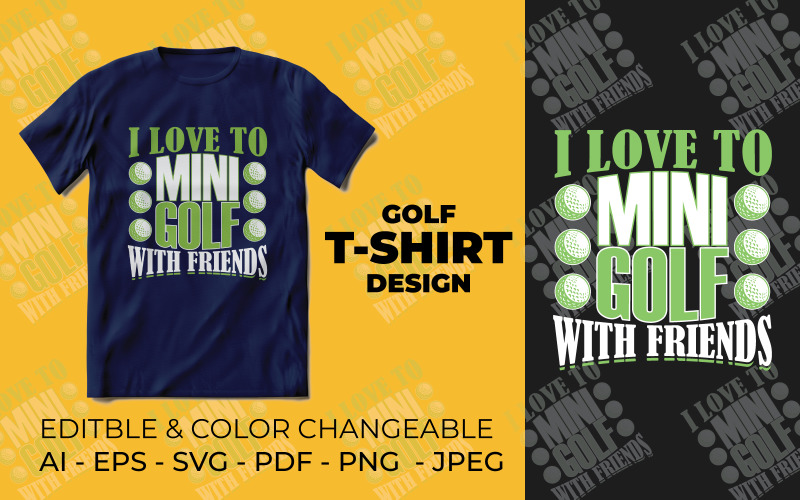 Amo minigolf con gli amici T-shirt Design per l'amante del golf.
