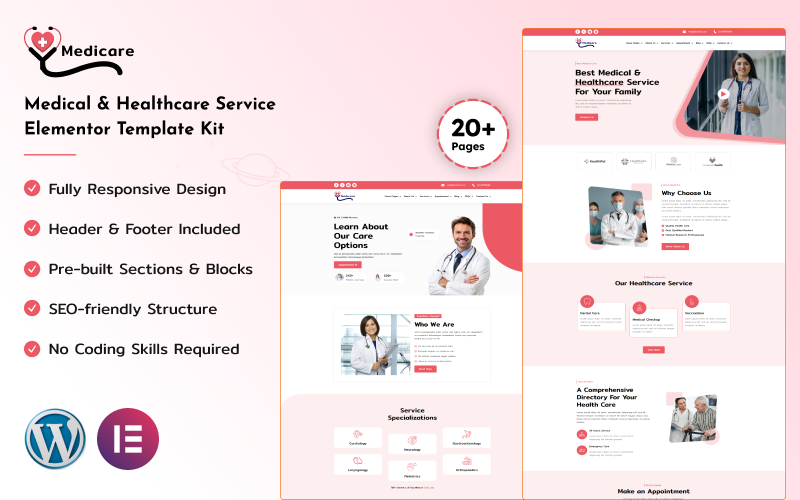 Medicare - Sjukvårds- och sjukvårdstjänst Elementor Template Kit