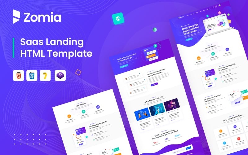 Zomia SaaS Software Company Bootstrap HTML5-webbplatsmall