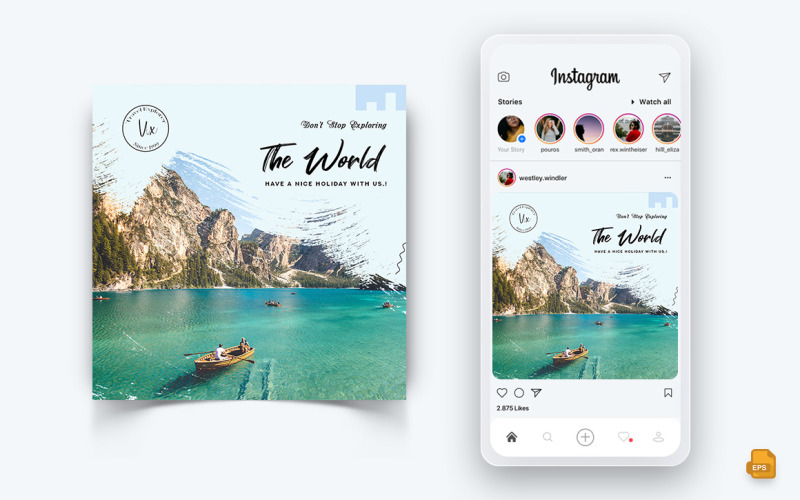 Explorateur de voyages et visite des médias sociaux Instagram Post Design-04