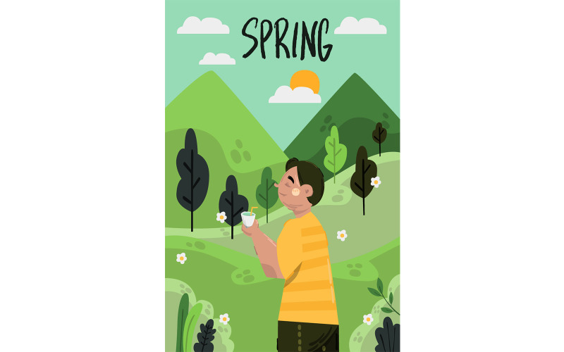 Freie Frühlings-Saison-Porträt-Hintergrund-Illustration