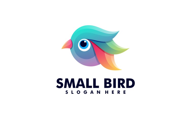 Gradientowe kolorowe logo małego ptaka