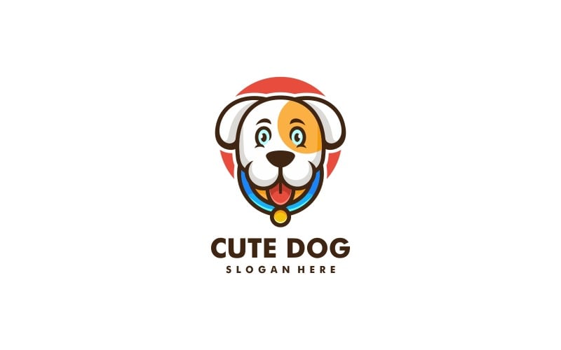 Słodki Pies Prosty Szablon Logo Maskotki