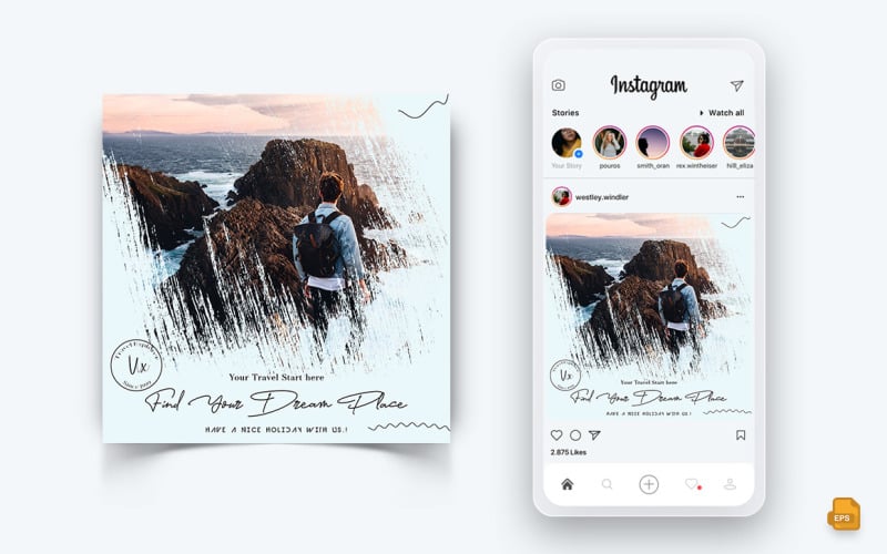 Travel Explorer ve Tour Sosyal Medya Instagram Post Tasarımı-02
