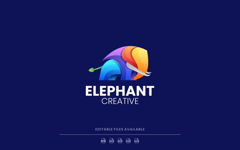Vektor Elefant Farbverlauf Buntes Logo V2