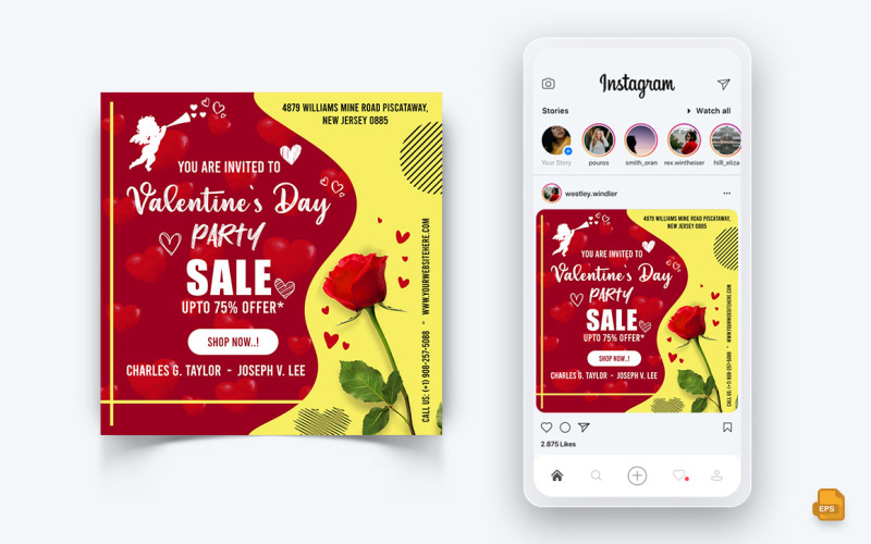 Дизайн допису в Instagram у соціальних мережах на День Святого Валентина-12