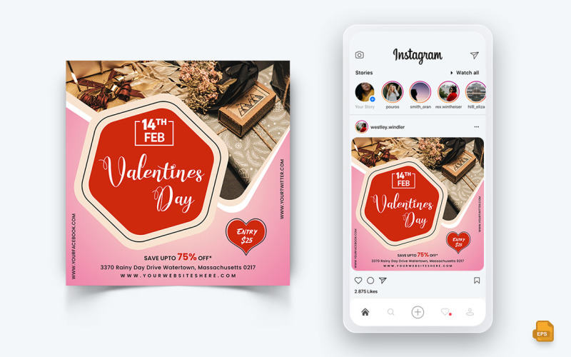 Fête de la Saint-Valentin sur les médias sociaux Instagram Post Design-07