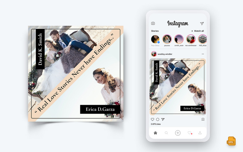 Invitation de mariage sur les médias sociaux Instagram Post Design-04