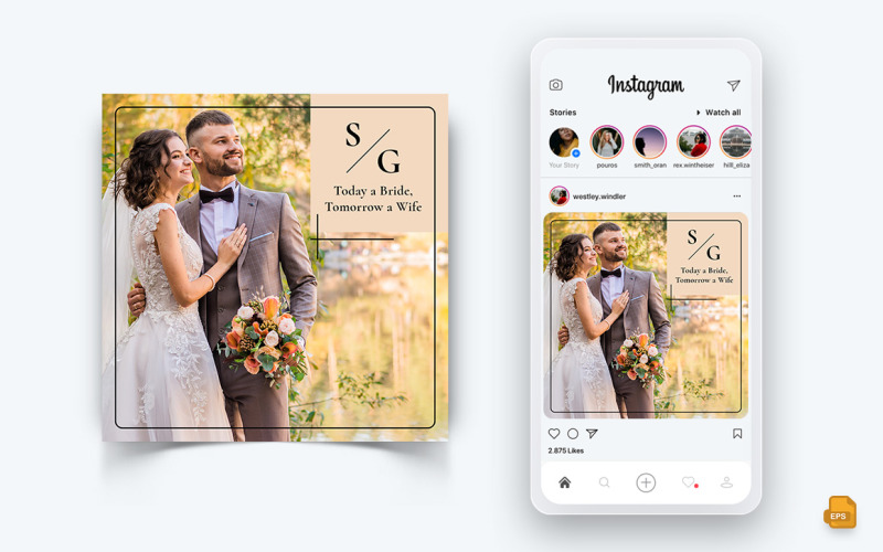 Приглашение на свадьбу в социальных сетях Instagram Post Design-01