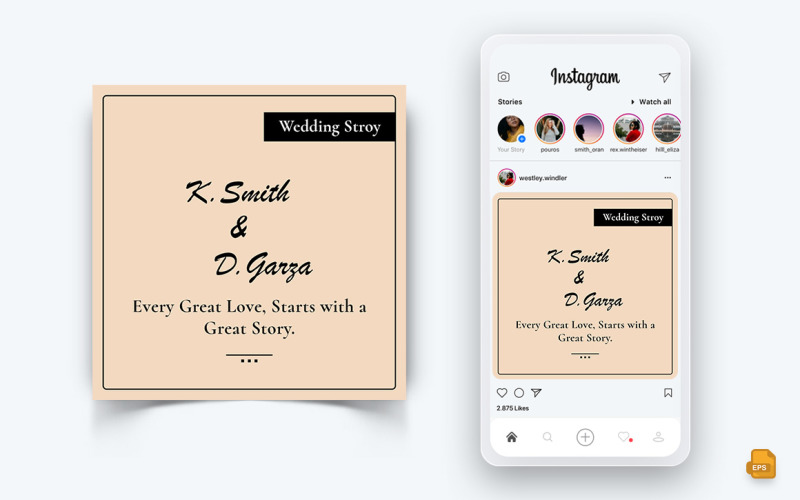 Приглашение на свадьбу в социальных сетях Instagram Post Design-09