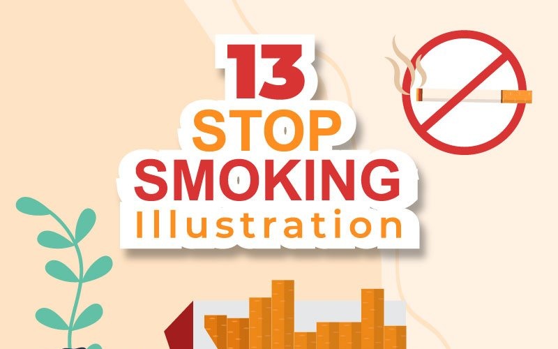 13 Rauchen aufhören oder keine Zigaretten Illustration