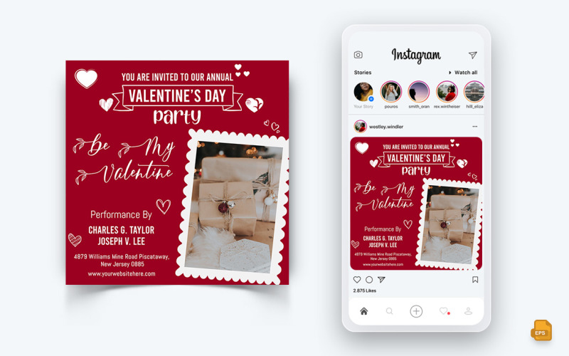 San Valentino Party Social Media Instagram Post Design-10