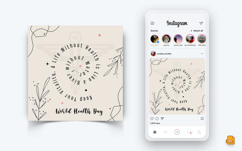 Всесвітній день здоров’я Дизайн допису в Instagram у соціальних мережах-14