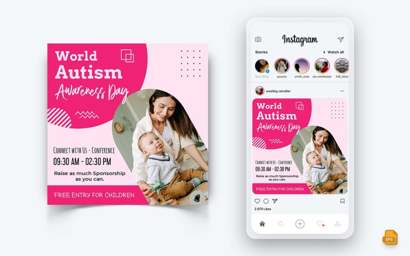 World Autism Awareness Day Social Media Instagram Post Design-18