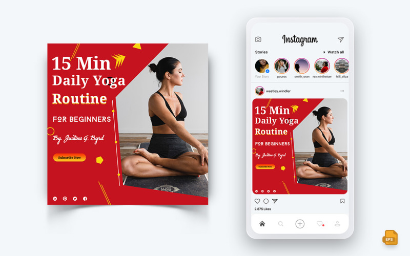 Diseño de publicación de Instagram de redes sociales de yoga y meditación-01