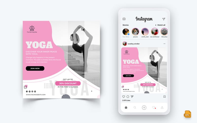 Diseño de publicación de Instagram de redes sociales de yoga y meditación-37