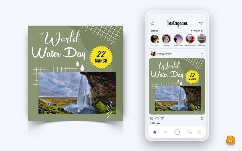 Giornata mondiale dell'acqua Social Media Instagram Post Design-23