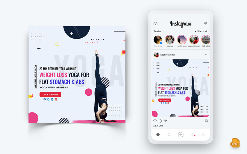 Yoga et Méditation Médias Sociaux Instagram Post Design-11