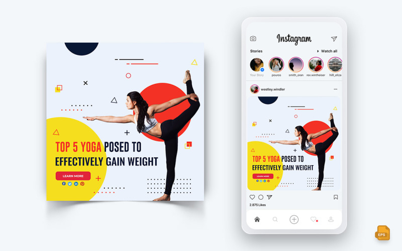 Yoga et Méditation Médias Sociaux Instagram Post Design-15