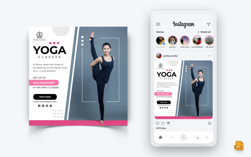 Yoga et Méditation Médias Sociaux Instagram Post Design-19