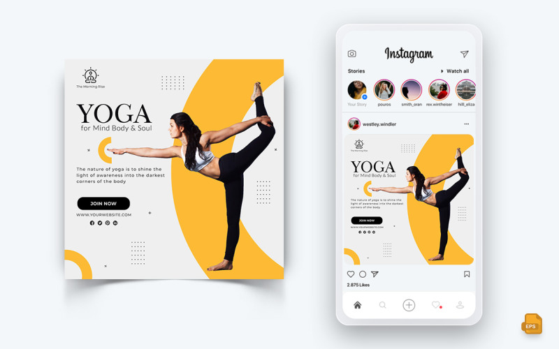 Yoga et Méditation Médias Sociaux Instagram Post Design-23