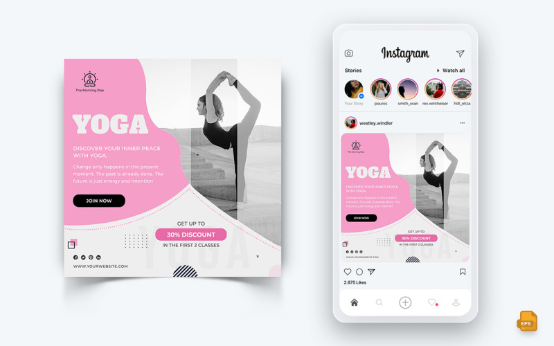 Yoga et Méditation Médias Sociaux Instagram Post Design-24