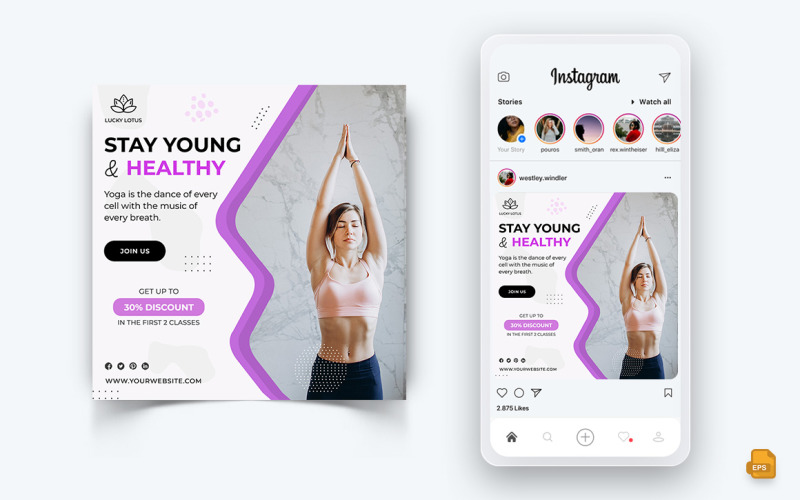 Yoga et Méditation Médias Sociaux Instagram Post Design-31