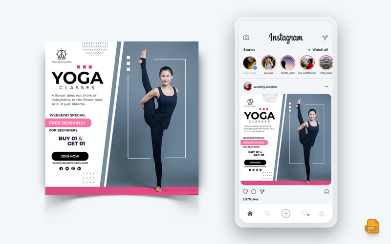 Yoga et Méditation Médias Sociaux Instagram Post Design-36