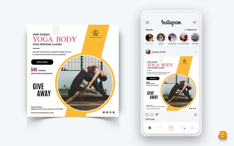 Yoga et Méditation Médias Sociaux Instagram Post Design-52