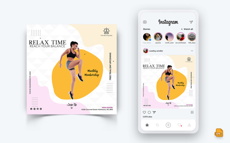 Yoga och meditation Sociala medier Instagram Post Design-51