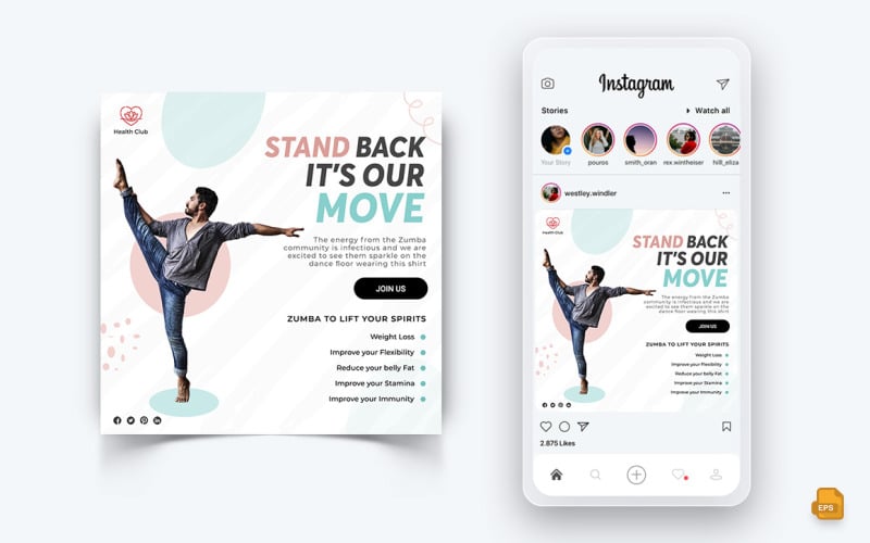 Zumba Dance Studio Social Media Instagram Post Design-08