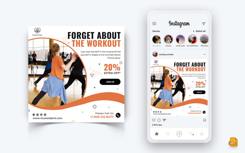 Zumba Dans Stüdyosu Sosyal Medya Instagram Post Tasarımı-03