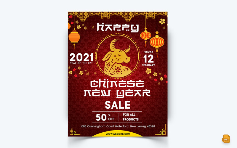 Diseño de alimentación de Instagram de redes sociales de celebración de año nuevo chino-01