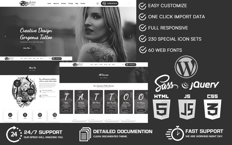 艺术家 - 纹身 Wordpress 主题