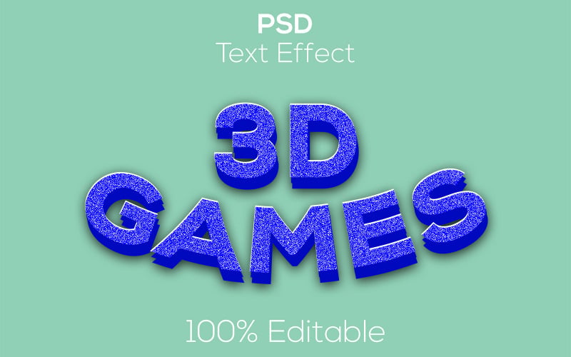 3D játékok | Modern 3D játékok Psd szövegeffektus kék színben.