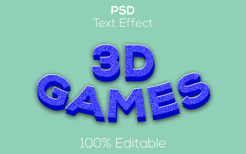 3D 游戏 |蓝色的现代 3d 游戏 Psd 文本效果。