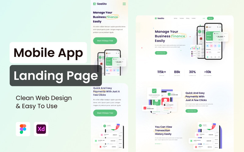 Mobile App Landing Page UI-Elemente