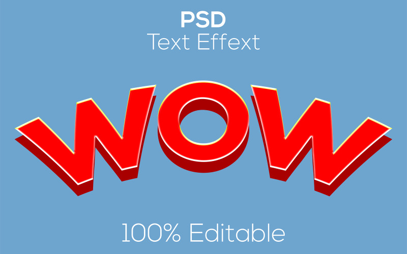 Wow | Nowoczesny efekt tekstowy Wow Psd