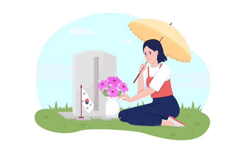 韩国阵亡将士纪念日病媒孤立插图