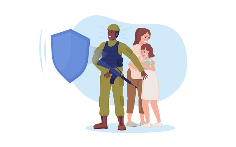 Militant schützende Bürger Vektor isolierte Illustration
