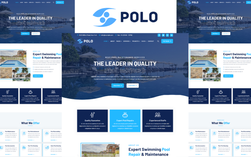 Polo - Технічне обслуговування та обслуговування басейнів HTML5-шаблон