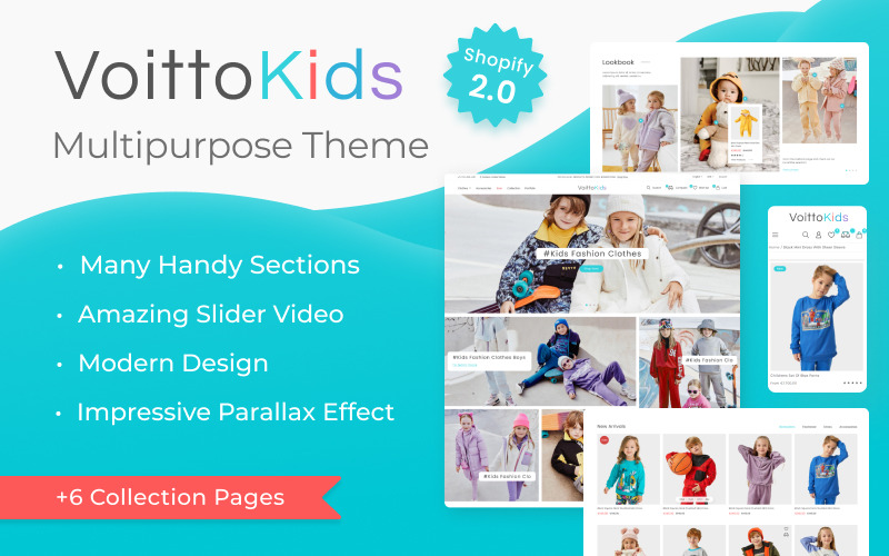 Voitto.Kids - Tema colorido responsivo multifuncional do Shopify 2.0