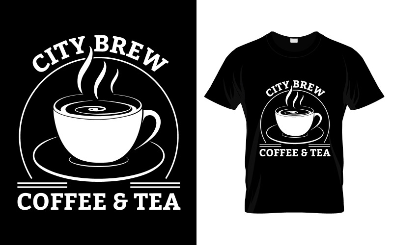 城市冲泡咖啡茶 T 恤设计