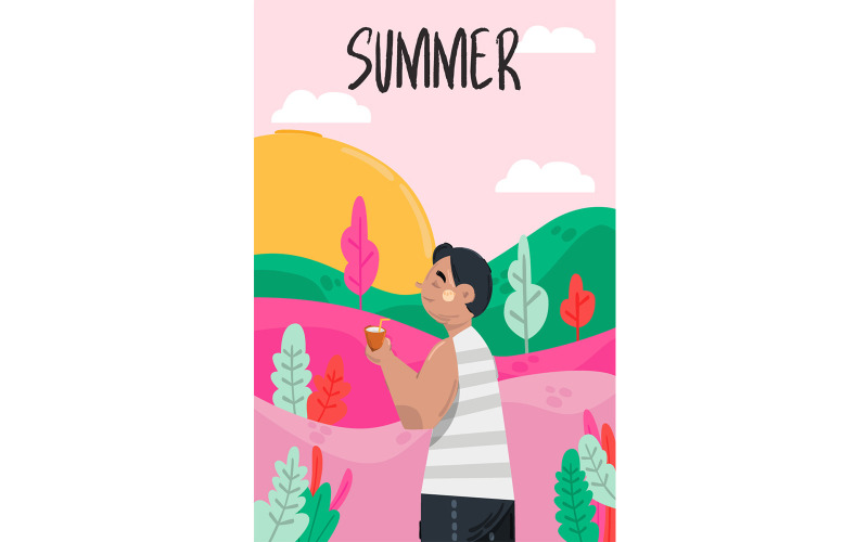 Ilustración de fondo de retrato de temporada de verano gratis