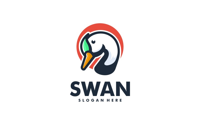 Stile del logo della mascotte semplice del cigno di vettore