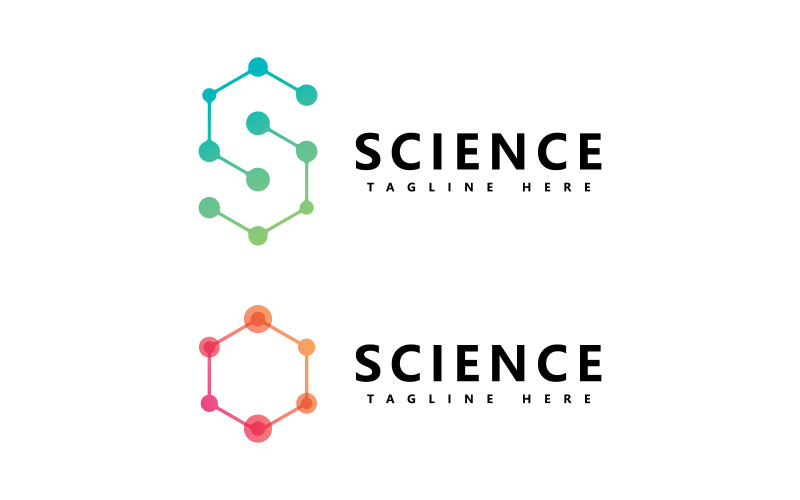 Design de logotipo de vetor de ciência molecular V7