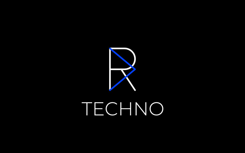 Letra R Tech Arrow Logotipo Plano