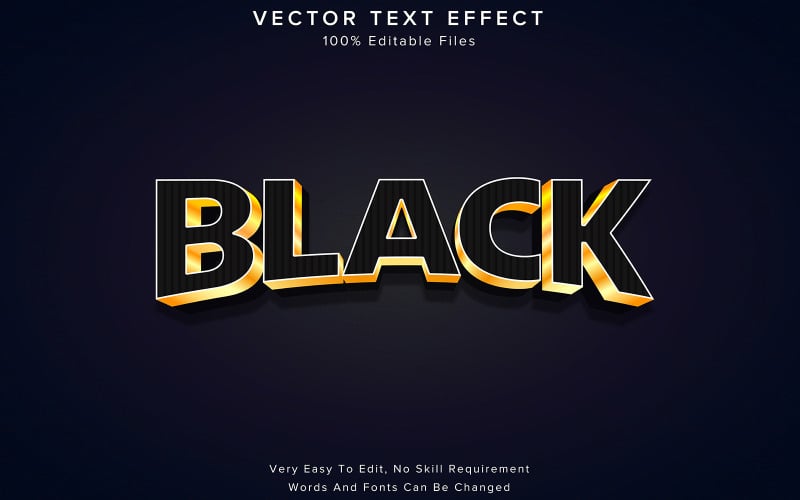Papi Design Black Text Black Text Effect Editable Black and Golden Style Text Effect