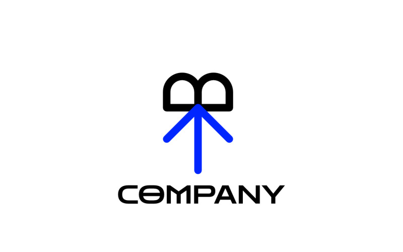 Bokstaven B Pil Enkel dynamisk platt logotyp