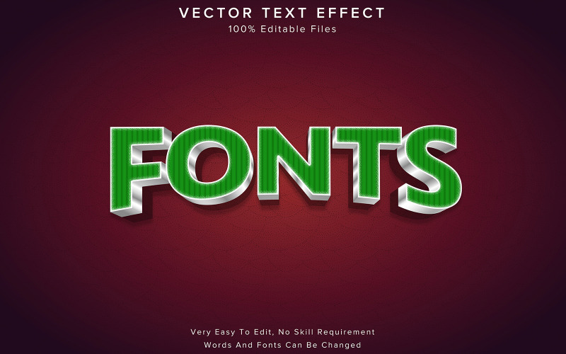 Fontes 3d Editável Efeito de Texto Verde e Prata Perspectiva Pano Luxo